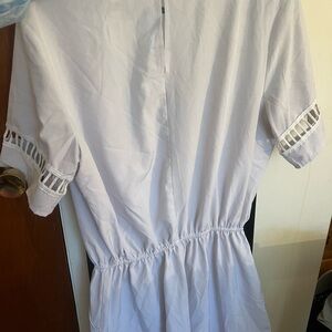 White Dress with Lace Sleeve Detail